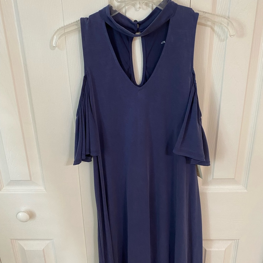 Francesca's Alya navy blue high neck dress with cutouts NWT